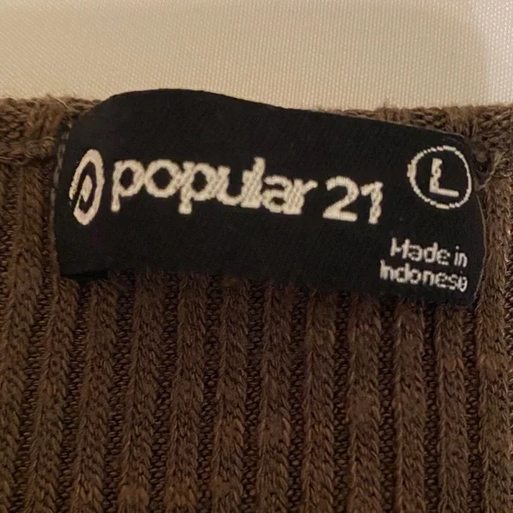 Women's Ribbed Short-Sleeve Crop Top in Olive Brown - Picture 2 of 4